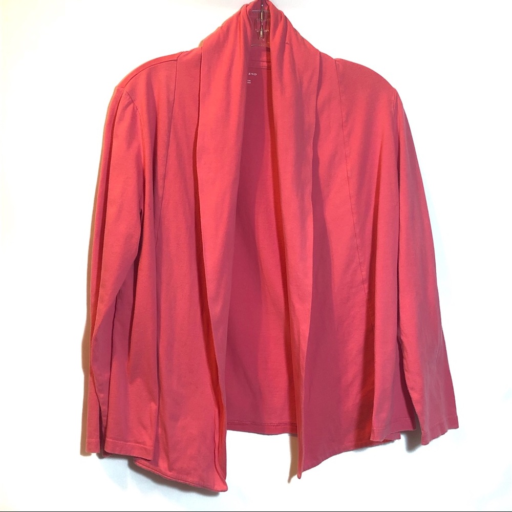 Lands End open front lightweight spring summer 100% cotton cardigan coral SP